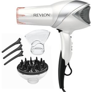 REVLON Infrared Hair Dryer with Diffuser - Ionic Blow Dryer, Diffuser, and Concentrator, Infrared Heat Technology to Prevent Over-Drying for Shiny, Soft Hair with Natural Moisture (White) (6 Piece Set)