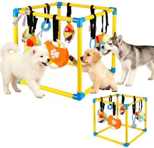Puppy Game Gym Puppy Toothing Toy, Equipped with 8 Hanging Small Puppy Toys, Jungle Playground has Interactive and Interesting Rich Toys, Combining Grinding Teeth and Mental Stimulation