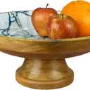 HOMORA Wood Fruit Bowl or Decorative Pedestal Bowl for Table Dcor, for Kitchen Counter, Detachable Base,12-inch Large Bowls,Mango Wood (BLUE MARBLE), christmas, thanksgiving, new year