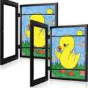 [2Pack] Kids Art Frames, 9x12 Front Opening Kids Artwork Frames Changeable, Black Artwork Display Storage Frame for Wall, Holds 50 Pcs, for 3D Picture, Crafts, Children Drawing, Hanging Art, Portfolio