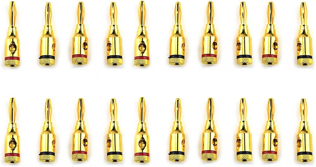 XINGYHENG 10 Pairs Open Screw Banana Plugs Connectors for Speaker Cable (Alloy and 24K Gold Plated)