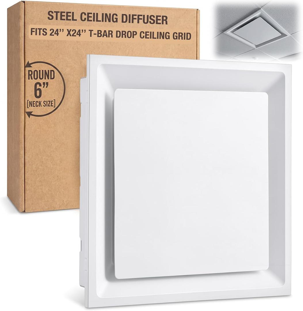 Fits 24x24 Steel T Bar Drop Ceiling Grid, 6" [Neck Size], Plaque