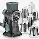 KEOUKE Rotary Cheese Grater Pro 6 in 1 - Shredder Crinkle Slicer Grinder Ice Shaver, Stable Suction, Time-saving Easy Use & Clean, Safe Morden Kitchen Tool for Cheese, Vegetable, Nuts, Chocolate