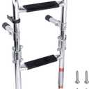 Folding Boat Ladder, Stainless Steel 3 Step Swim Ladder, Collapsible 2+1 Step Ladder for Swimming Pool Pontoon Dock Stern Mount W Rubber Grips