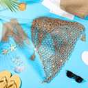 Coume 7 Pcs Halloween Mermaid Costume Accessory Includes Swimwear Cover Up Fishnet Skirt, 4 Pcs Shell Starfish Hair Clips, Rhinestone Fishnet Long Gloves, Mermaid Sequins Glitter for Women Cosplay