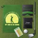 2 x Golf Towel Microfiber (16" X 24") with Clip and Storage Bag, Funny Golf Towels for Golf Bags, Green