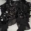 HomRain Women's Sexy Sequin Tops V Neck Strappy Casual Glitter Sparkly Camisole with Ruffle Party Sleeveless Tank Tops (Black) S