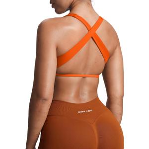 Aoxjox Women's Workout Sports Bras Square Neck Emma Cross Back Fitness Training Gym Bra Yoga Crop Tank (Firecracker, Small)