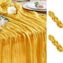 Wokceer Cheesecloth Table Runner Christmas 2Pack 10FT Gold Boho Gauze Fall Easter Cheese Cloth Table Runner for Party Long Rustic Sheer Table Runners for Baby Bridal Shower Wedding Table