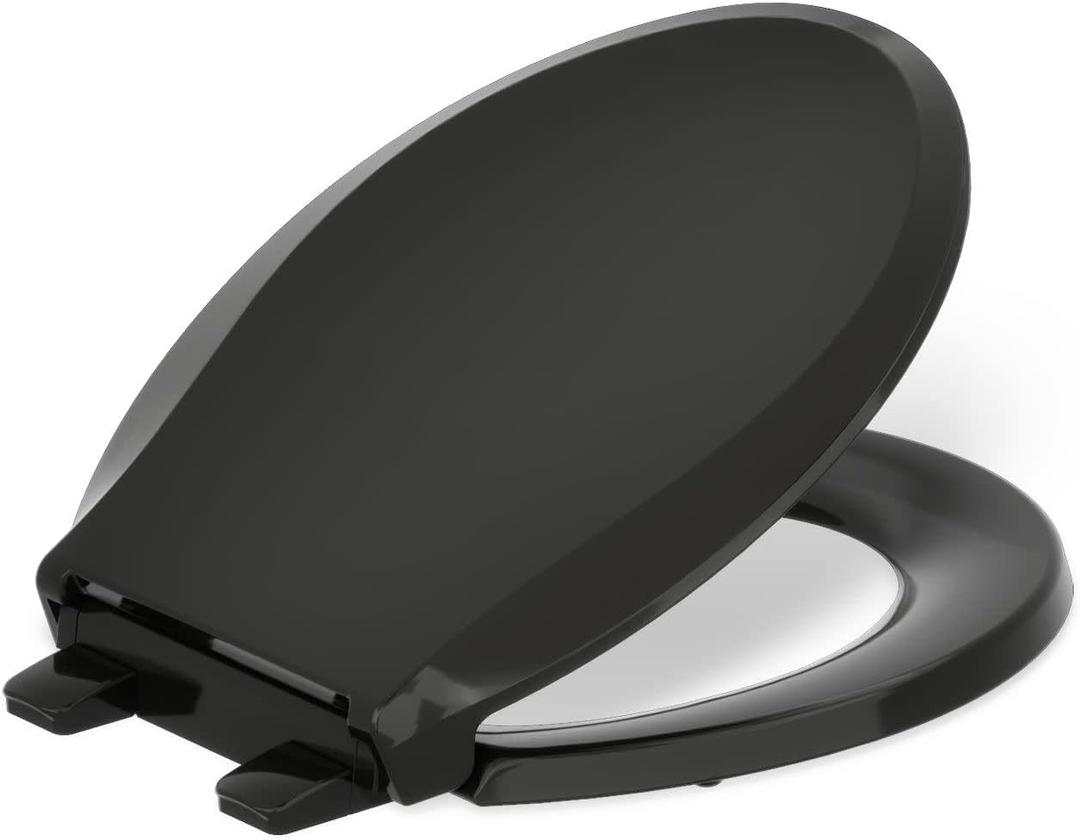 KOHLER 4639-RL-7 Cachet ReadyLatch Round Toilet Seat Soft Close, Black