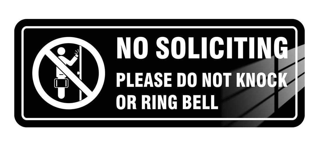 Pack No Soliciting Sign for House/Business- Self-Adhesive, 8" x 3" Acrylic No Soliciting Sign for Front Door- Do Not Knock Or Ring Bell Sign, Funny No Solicitation Signs for Yard Door Porch Home Wall Decor