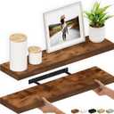 Ballucci Floating Shelves, 36" Wood Wall Shelf Set of 2, with Invisible Brackets for Bathroom, Living Room, Bedroom, Kitchen, Nursery, 6" Deep, Rustic Brown, 35.4 inches
