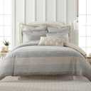 Levtex Home Sand Stripes Natural King/Cal King Comforter Set (106x94in) with 2 Pillowcases (36x20in) - Woven Jacquard Stripe - Tan, Chambray, Blue - Cotton King Size Comforter Set - Soft, Pre-Washed