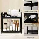 Bathroom Counter Organizer 2 Tier Vanity Storage Countertop Shelf Makeup Organizer Perfume Tray Skincare Holder for Sink, Dresser, Kitchen, Large Black