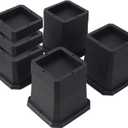 BTSD-home Bed Risers 2, 3 or 4 Inch Heavy Duty Furniture Risers Adjustable Dorm Bed Lifts Risers Table Desks Legs Blocks 4 Pack Black (2,3,4 Inch)