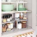 VERTORGAN Bamboo Corner Shelf(2 Pack),2 Tier Plate Organizer for Cabinet and Countertop,Pantry Dish and Spice Rack for Kitchen(White)