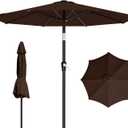 AreShark 9 FT Patio Umbrella for Outdoor, Outdoor Table Umbrella with Push Button Tilt and Crank, Outdoor Patio Umbrellas with 8 Sturdy Ribs for Market, Garden, Pool (Brown)