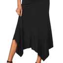DJT Women's Flowy Handkerchief Hemline Midi Skirt, Medium