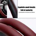 LoyaForba Car Steering Wheel Cover, Universal 15 Inch Leather Segmented Auto Steering Wheel Protector, Anti-Slip and Soft Breathable, Car Interior Accessories for Most Vehicle, SUV, Truck (Wine Red)