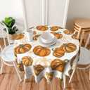 AEIOAE Fall Tablecloth 70 Inch Round Burnt Orange Pumpkin Table Cloth,Autumn Harvest Thanksgiving Stain Resistance Polyester Farmhouse Indoor Outdoor Table Covers for Kitchen Dining Party Picnic