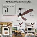 BOJUE Ceiling Fans with Lights and Remote 72-inch 3 Blades Farmhouse Large Ceiling Fan, Black Ceiling Fan lights for Living Room Basement Sunroom Porch Patio, 6-Speed Remote Control