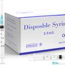 100Pack 2.5ml Luer Lock Syringes Supplies with 23Ga 1Inch, Individually Sealed Packed
