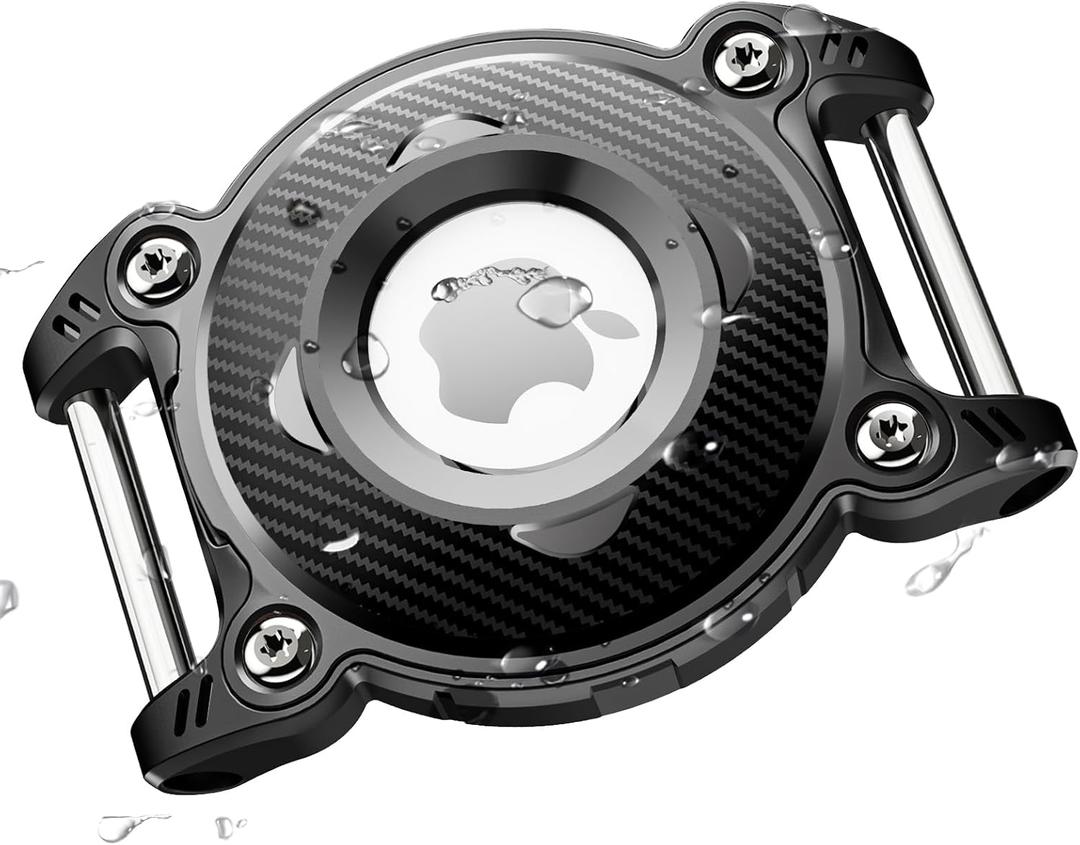 ONEONTA for Airtag Dog Collar Holder Waterproof | Dog Airtag Holder - Airtag Holder for Small Dogs Collar with Removable Metal Loop, Sturdy, Lightweight, Fit 5/8" Width, 2mm Thick Pet Collars, Black