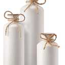 3Pcs Ceramic Vases, Rustic Decorative Flower Vases Set for Modern Farmhouse Decoration, Living Room Centerpieces and Events, Table, Bookshelf, Mantel and Entryway Decor (White)