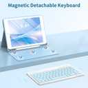 KBCASE Keyboard Case for iPad 9th/8th/7th Generation 2021/2020/2019, Compatible with iPad Air 3/Pro 10.5, Detachable Wireless Keyboard Case for iPad 10.2 inch with Pencil Holder (Light Blue)