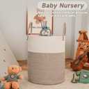 JMvicyroam Large Woven Laundry Basket Hamper,60L Cotton Rope Storage Bin for Blankets, Toys and Clothes, Decorative Tall Nursery Hamper for Living Room, Baby Nursery, Bathroom and Bedroom, Brown
