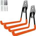 Garage Storage Utility HooksGarage Garden Tool OrganizerSteel Wall Mount Hooks, Large Garden U Hooks 2 Pack (Orange)
