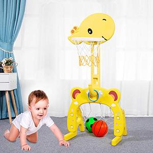 Basketbali Hoop Set, 3 In 1 Sports Activity Center Grow-to-Pro Adjustable Easy Score Basketball Hoop, Football / Soccer Goal, Ring Todalent B Ricaffe Best Gift for Baby Infant NewItem
