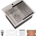 21x20 Drop In Kitchen Sink Stainless Steel Bar Sink 16 Gauge, 21"L x 20"W x 10"D