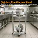 Stainless Steel Rice Warmer Stand–14"x14" SS Two-Tier Cart with Adjustable Upper Shelf & 4 Swivel Casters (2 Locking) Store&Move Cooking Equipment Multi-Purpose Mobile Station for Indoor/Outdoor