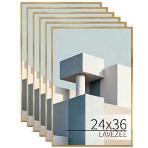 Lavezee 24x36 Poster Frame, Easy Slide-In Assembly, Gold, 6 Packs