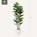 Artificial Fiddle Leaf Fig Tree with White Planter,5ft Tall Fake Tree with Natural Wood Trunk for Home Decor, Faux Ficus Tree Fake Moss for Indoor Office Living Room