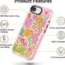 for iPhone 16E Case Cute - Compatible with Magsafe - Durable Shockproof 6.6 ft Drop Impact Phone Case - Funny Passion Flower Design (6.1") Glitter Pink