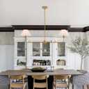 Modern Linear Chandeliers for Dining Room, Gold Island Light Fixtures with Off-White Fabric Shade, Rustic Linear Pendant Light for Kitchen