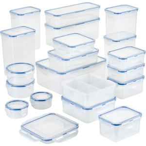 LOCK & LOCK Easy Essential Storage Set/Food Containers Airtight Bins/BPA-Free/Dishwasher Safe, 38 Piece, Clear