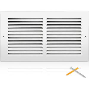 Fancat 12x6 Duct Opening | Steel Return Air Grille | Vent Cover Grill for Sidewall and Ceiling | HVAC Cold Air Intake Grille | White | Outer Dimensions: 13.75"W X 7.75"