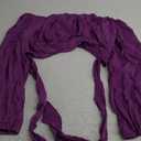 MIRACMODA Woman Off Shoulder Ruched Tie Back Crop Top Summer Lantern Sleeve Boho Shirt Blouse (Large, Purple)