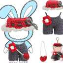 17cm Doll Clothes(NO Doll), Cute Dolls Outfit Accessories with Accessories, Hand Crocheted Hat, Sweaters, Bag, Small Kawaii Clothes Set for DollsRed