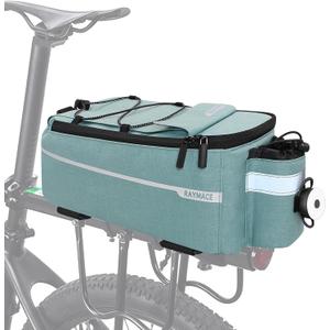 RAYMACE Bike Rear Rack Bag with Tail Light, Bike Truck Cooler Bag for Warm or Cold Items (12.5 x 6.3 x 6.3 inches, Viridian Green)