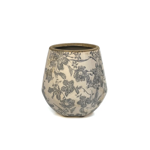 Grey Rustic Small Cute Ceramic Planter with Drainage Holes, Vintage Ice Crack Flower Pot for Indoor Outdoor,Tuscan Decor Gardening Gift