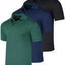 Real Essentials: Men's Short Sleeve Golf Polo Casual Workout Sports Cool Moisture Wicking Collared Shirt ,Medium