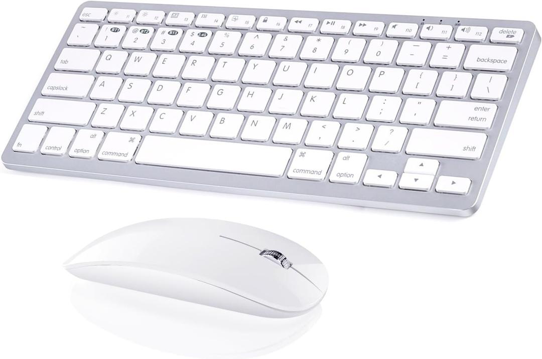 5 in1 Wireless Keyboard and Mouse Combo Rechargeable Bluetooth Keyboard & Mouse Compatible with Apple MacBook iMac iPad and Windows Android