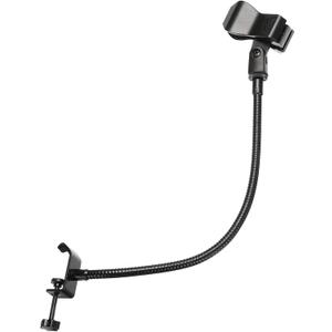 PATIKIL 18.5" Gooseneck Desk Mic Stand, Flexible Arm Desktop Microphone Stand with Clip, 3/8" to 5/8" Microphone Spring Clip for Singing Speech, Black