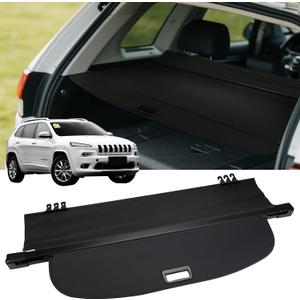 FARBIN Trunk Cargo Cover for Jeep Cherokee 2019 2020 2021 2022 2023 2.0L 2.4L 3.2L, Retractable Trunk Cover Shield Shade Privacy Security Screen (for 2019-2023 Jeep Cherokee Canvas Extra Clips)