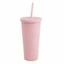 Manna Pink Rubberized Studded Tumbler 24 Oz