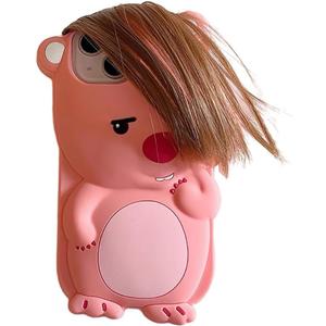 Case Compatible with iPhone 12/12 Pro,Cute 3D Kawaii Funny Ugly Beaver Cartoon Cover with Keychain Soft Silicone Gel Drop Protector Women Girls